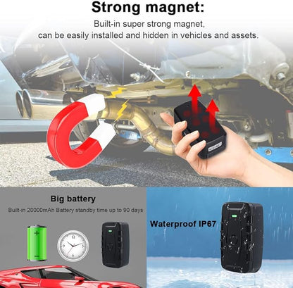 GPS Tracker for Vehicles Long Battery Life 20000mAh up to 150 Days Battery Tracker Device for Vehicles Unlimited Distance Car GPS Tracker Device Magnetic Waterproof for Cars, Fleets TK918 4G