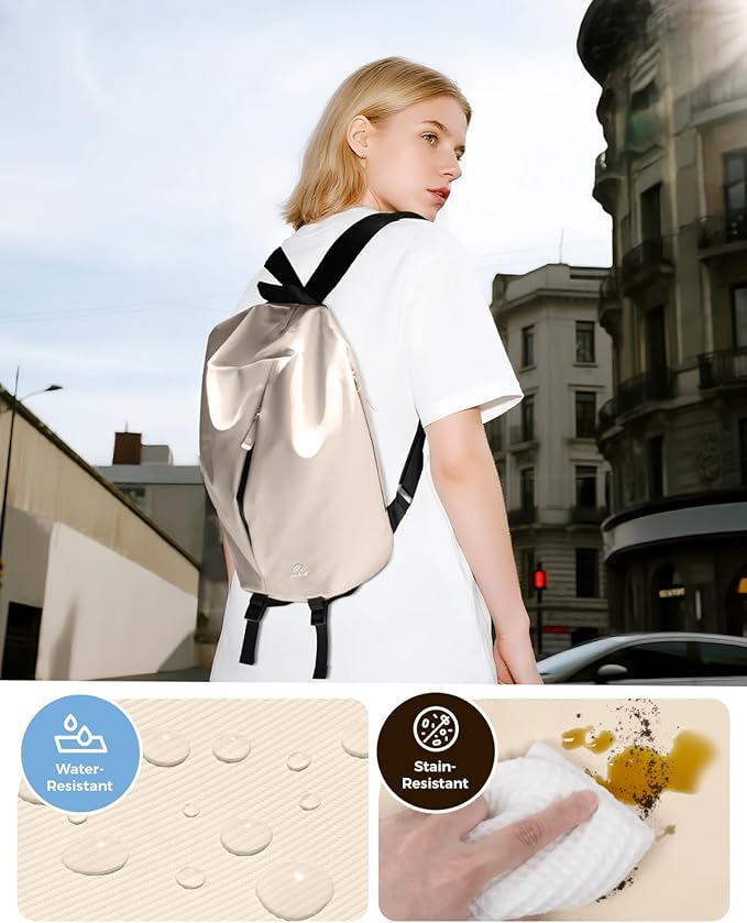 pack all 12L Water-Resistant Backpack, Lightweight Daypack for Men & Women, Hiking & Travel Backpack with Multiple Pockets, Compact for College, Sports, Cycling (Light Beige)
