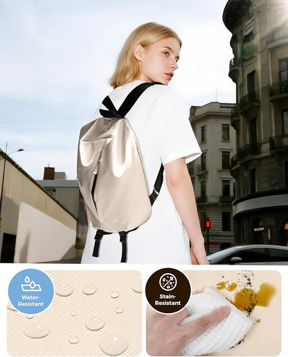pack all 12L Water-Resistant Backpack, Lightweight Daypack for Men & Women, Hiking & Travel Backpack with Multiple Pockets, Compact for College, Sports, Cycling (Light Beige)