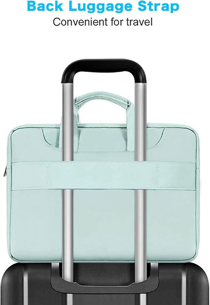 MOSISO 360 Protective Laptop Shoulder Bag Compatible with MacBook Air/Pro, 13-13.3 inch Notebook, Compatible with MacBook Pro 14 inch M5 M4 M3 M2 M1,Matching Color Sleeve with Belt, Mint Green