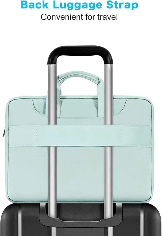 MOSISO 360 Protective Laptop Shoulder Bag Compatible with MacBook Air 15 M4 A3241 M3 A3114 M2 A2941/Pro 16 inch M4 M3 M2 M1, 15-15.6 inch Notebook,Matching Color Sleeve with Belt, Mint Green