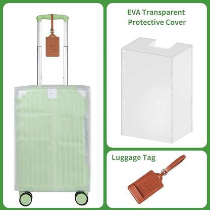22x14x9 Airline Approved Vintage Style Carry On Luggage with Backpack Sets, ABS+PC Hardshell Small 20 inch Retro Suitcase with Protective Cover & Luggage Tag (Avocado Green, 20in/BP/TB)