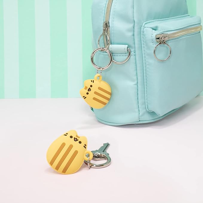 iFace x Pusheen Café Series Silicone Protective Cover [ Compatible with Apple AirTag][Cute Character Case] [Carabiner Keychain Clip Included] - Madeleine
