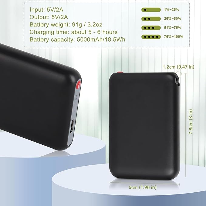 BIAL 2PCS 5V Lithium Polymer Batteries for Heated Gloves, Heated Socks, Heated Slippers, Mini Replacement Rechargeable Batteries, Spare Battery Female DC Jack Compatibility