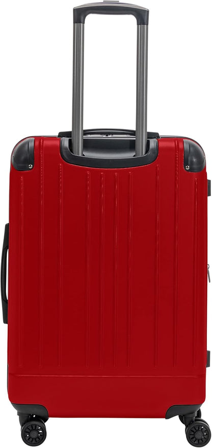 Flying Axis Collection Lightweight Hardside Expandable 8-Wheel Spinner Luggage, Cherry Red, 24-Inch Checked