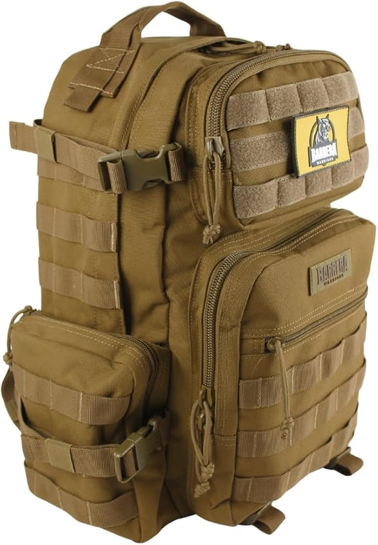 25 L Tactical Backpack: durable military-style backpack with MOLLE system for daily carry, travel, gym, hiking, hunting, camping, and outdoor sports. (COYOTE BROWN)
