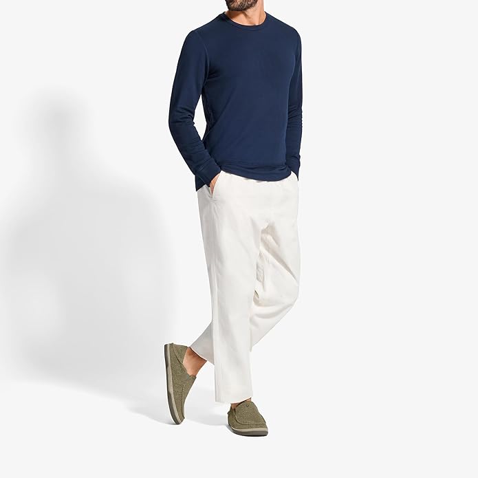 OLUKAI Moloa Hulu Men's Wool-Blend Slippers, Soft & Heathered Knit Slip On Shoes, Suede Leather Foxing, Drop-In Heel Design
