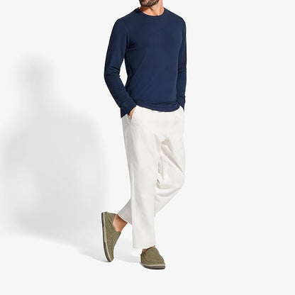 OLUKAI Moloa Hulu Men's Wool-Blend Slippers, Soft & Heathered Knit Slip On Shoes, Suede Leather Foxing, Drop-In Heel Design