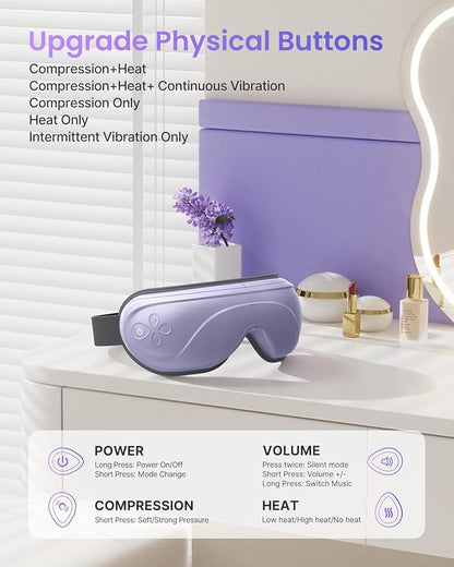 RENPHO Eyeris 2 Eye Massager with Heat, Birthday Christmas Gifts for Grandkids Mom Dad Women Men Face Massager, Heated Eye Mask for Improve Sleep