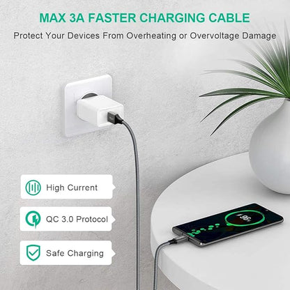 etguuds USB to USB C Cable 3.3ft, 2-Pack USB A to Type C Charger Cord Fast Charging for Samsung Galaxy A17 A16 A15 A26 A36 A56, S25 S24 S23 S22 S21 S20 S10 Note 20, for iPhone 17 16 15, Moto, Gray