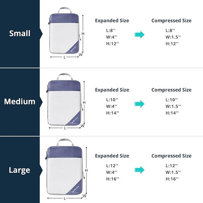 9 Set Compression Packing Cubes for Travel - Compressible, Lightweight, and Space-Saving Packing Cubes, Travel Essentials for Women, Bluish Purple