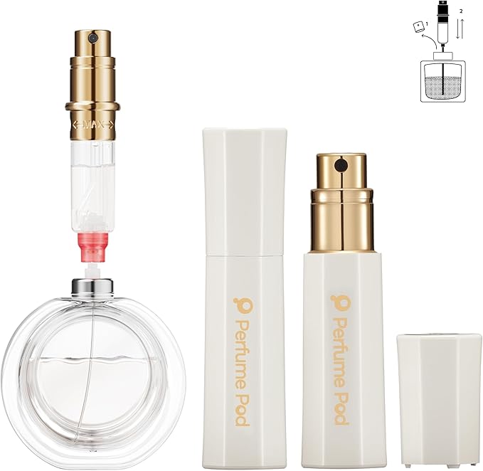 Perfume Pod Refillable Perfume Atomizer, Bottom Filling Fragrances Perfume Bottle, Mini Cologne Dispenser, Travel sized, Portable Sprayer for Women Men, Gift (FLORA01, WHITE)