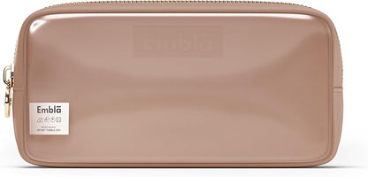 Embla London Makeup Bag Cosmetic Case, Clear Zipper Make Up Pouch and Toiletry Travel Tote, Cute Skincare Pouches for Women Girls, Preppy Purse Cosmetic Organizer, Small Makeup Bags, Mocha Mousse