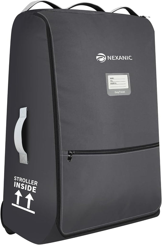 Stroller Bag for Airplane, Stroller Travel Bag Compatible with UPPAbaby Vista, Vista V2, Cruz V2, Rolling Wheel Bag with Storage Pocket, Multiple Handles, Luggage Tag for Flight Travel, Grey