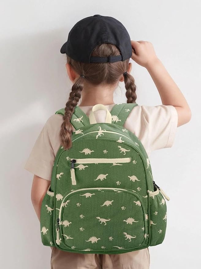 Corduroy Kids Backpack, Lightweight Boys Backpack 5-9, Boy Bookbag for Elementary School 15.3" H Fit Folder