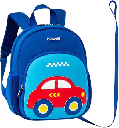 Padgene Toddler Harness Backpacks Safety Leash Kids Anti Lost Kindergarten Preschool Backpack Neoprene Lightweight Animal Schoolbag 3D Cartoon Car Mini Travel Bag for Boys Girls Ages 3-5