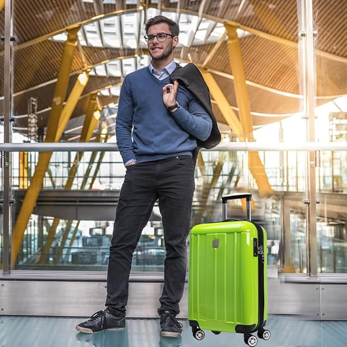 World Traveler Contour 20-Inch Carry-On Polycarbonate Hardside Expandable Spinner Luggage with TSA Lock - Apple Green