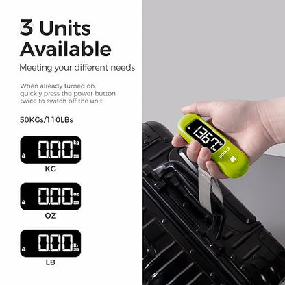 pack all 110 Lbs Luggage Scale, Digital Handheld Baggage Scale, Travel Suitcase Weight Scale with LCD Display, Battery Included, Apple Green
