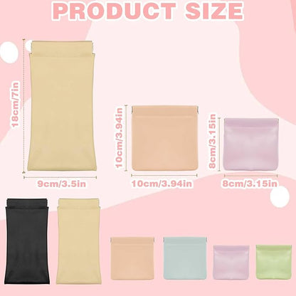 6Pcs Small Makeup Bag Cosmetic Pouch, 3size Mini Makeup Pouch Portable Purse Pouches, Self-closing Pouches Waterproof Cosmetic Bag for Cosmetics Jewelry Headphones (6 Colors)