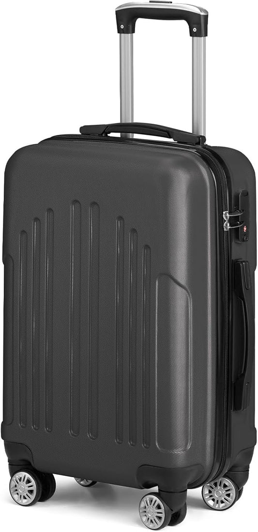 Karl home Carry On Luggage 22x14x9 Airline Approved, ABS Hardshell Suitcase with TSA Lock & Spinner Wheels, Durable Small Suitcase Rolling Luggage for Business Travel, Dark Grey