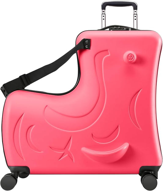 Travel Gear: Premium Toddler Ride-On Luggage with Ergonomic Handle & Secure Harness System, 21Inch, Red