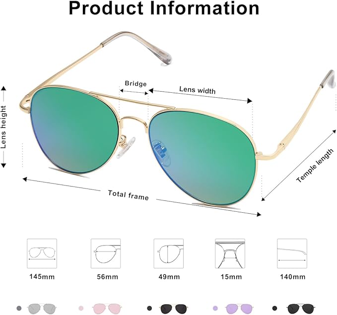 SOJOS Classic Aviator Sunglasses for Women Men Metal Frame Spring Hinges SJ1030