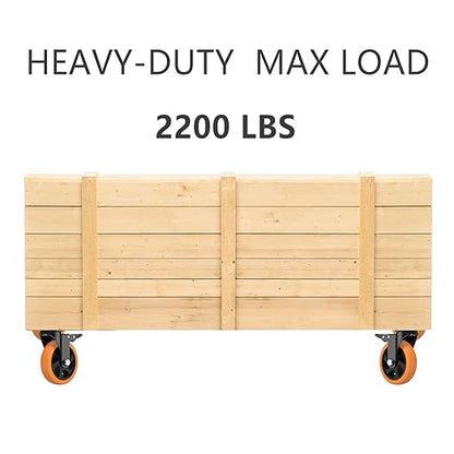 5 Inch Caster Wheels,Orange Casters Set of 4, Heavy Duty Casters with Brake 2200 Lbs, Locking Industrial Swivel Top Plate Casters Wheels for Furniture and Workbench Cart(Two Hardware Kits Include)