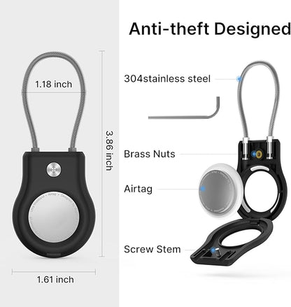 Air tag Holder,(4 Pack) Air tag Keychain with Secure Lock,Air Tags Case with Wire Cable for Apple Airtag,Anti-Lost Protective Case with Keyring for Luggage, Key, Pet, Bag, Black