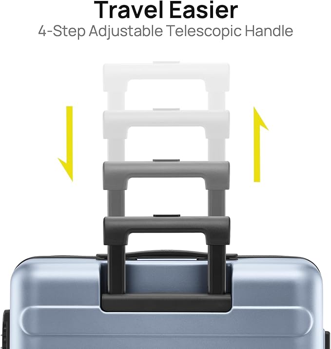 NINETYGO Medium Checked Luggage 24 Inch, Checking In Luggage with Smooth Spinner Wheels, Lightweight, Hard Shell PC Suitcase, Lightweight Travel Luggage, TSA Approved (Shadow, Rhine Basic)