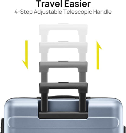 NINETYGO Medium Checked Luggage 24 Inch, Checking In Luggage with Smooth Spinner Wheels, Lightweight, Hard Shell PC Suitcase, Lightweight Travel Luggage, TSA Approved (Shadow, Rhine Basic)