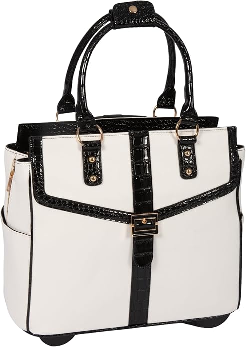 JKM and Company Alligator Compatible With Computer iPad, Laptop Tablet Rolling Tote Bag Briefcase Carryall Bag