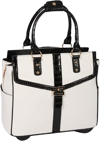 JKM and Company Alligator Compatible With Computer iPad, Laptop Tablet Rolling Tote Bag Briefcase Carryall Bag