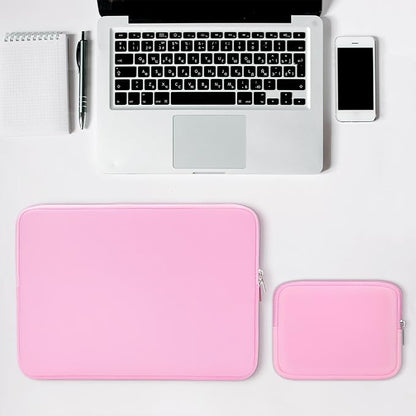 RAINYEAR 15 Inch Laptop Sleeve Protective Case Fluffy Lining Cover with Accessories Pouch, Compatible with 15.4" MacBook Pro/Air A3241 A2941 A3114 A1938 A1707 A1990 (Pink, Upgraded Version)