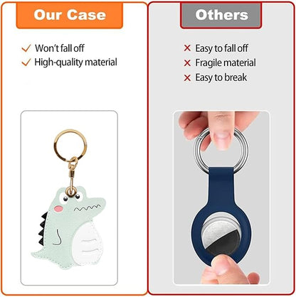 Leather Keychain Case Holder Compatible with Apple AirTag, GPS Airtag Keychain Finder Tracker with Key Ring, Anti-Scratch Protective Air Tag Cover