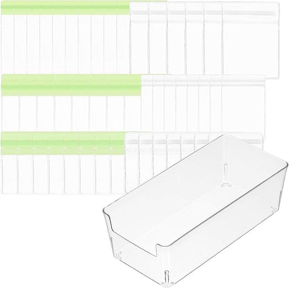 PATIKIL Clear Jewelry Box, Organizer Holder Box with 60 Pcs Portable Anti Tarnish Jewelry Bags, Travel Case for Women Earrings Rings Necklaces, White, Green 3 Size
