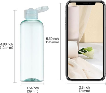 LISAPACK 3.4 oz Travel Bottles for Toiletries, Plastic Travel Size Containers for Shampoo Conditioner TSA Approved, Empty Small Squeeze for Lotion, Leak Proof Mini Liquid Tube Refillable Light Green