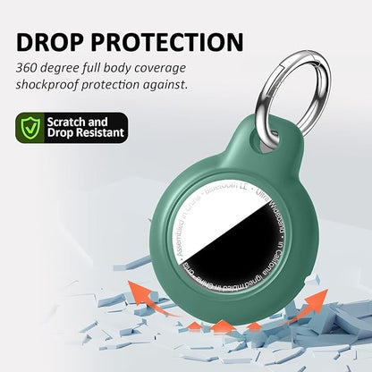 Upgrade for Airtag Holder Case with Keychain, Waterproof Anti-Scratch & Shock GPS Cover, Key Chain, for Airtags Accessories for GPS Item Tracker Cases for Backpacks, Bags, Pine Green