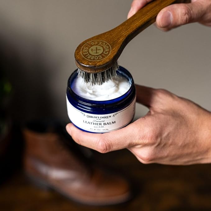 Cobbler’s Choice Co. Horsehair Dauber Brush Bundle for Leather Care and Restoration - Brown and Tan