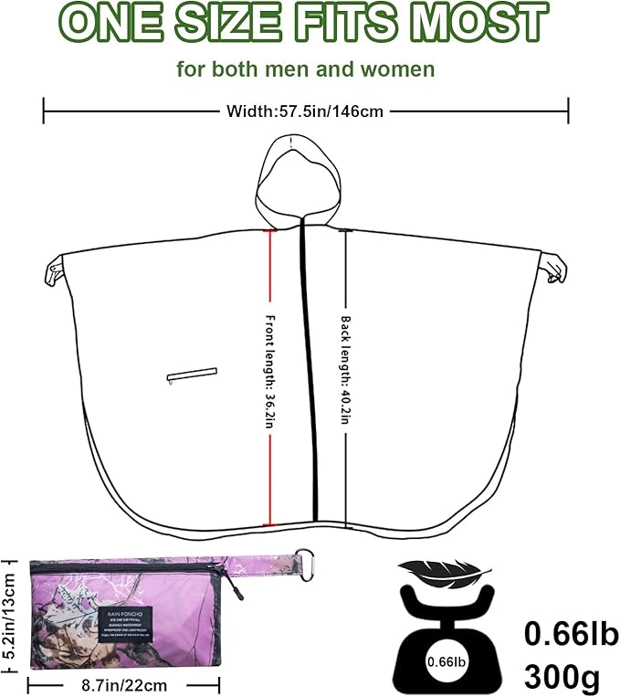 Hooded Rain Ponchos for Adult - Rain Coat and Rain Jacket with Waterproof Pocket and Zipper