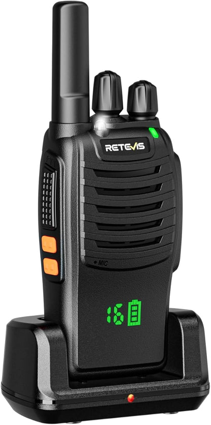 Retevis H-777H Walkie Talkies with Earpiece,2 Way Radio Long Range, Hidden Screen,USB-C Charging,Emergency Alarm,Portable FRS Two-way Radios with Base Station for Consumer Services Healthcare(10 Pack)