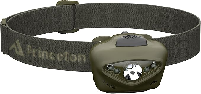 Princeton Tec VIZZ 550 RGB Headlamp - 550 Lumen White LED with Red/Green/Blue Modes, Waterproof IPX7, CR123 or AA Compatible - Rugged Tactical Light, Olive Drab