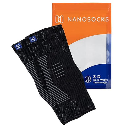 NanoSocks Compression Socks for Women & Men (1 Pair) - BEST Ankle Brace Support Sleeve for Neuropathy, Plantar Fasciitis, Diabetic Foot Nerve Pain Relief - Toeless (Large, Black)