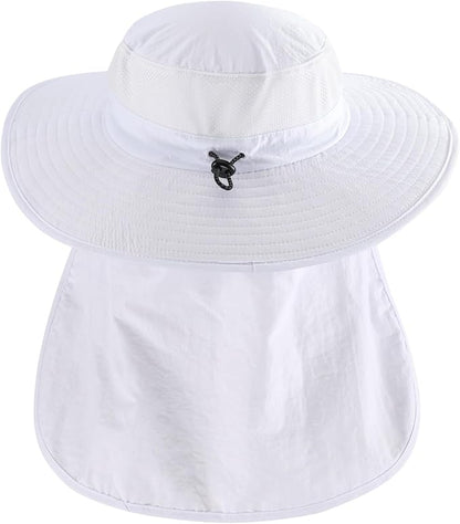 Home Prefer UPF 50+ Sun Hats for Men Women Wide Brim Fishing Hat with Neck Flap Summer Safari UV Protection Bucket Hat