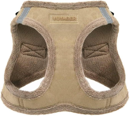 Best Pet Supplies - All Weather Mesh/Plush, Reflective, No Pull Harness for Small, Medium Dogs, Cats - Secure with Hook & Loop Fastener, Buckle, Double D-Rings - Latte Suede, XS