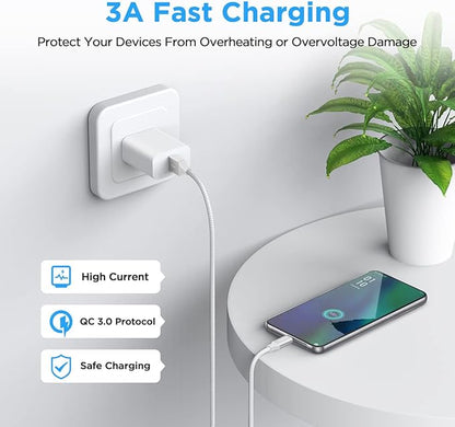 etguuds USB A to USB C Cable 4ft, 2-Pack, 3A Fast Charging Type C Charger Cord for iPhone 17 16 15 Pro Max 16e 17 Air, Samsung Galaxy S25 S24 S23 S22 S21 S20 A17 A16 A56 A55 Flip Fold, White