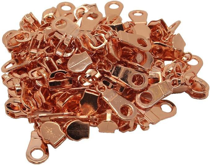MebuZip 50PCS Rose Gold Pulls for #5 Nylon Coil Zippers Rose Gold Zipper Sliders for Luggages Purses Bags