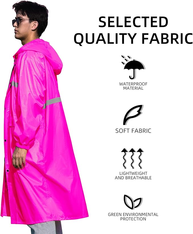 Coralrain Long Hooded Raincoat Safety Waterproof Emergency Rain Jacket Poncho for Men Women Adults
