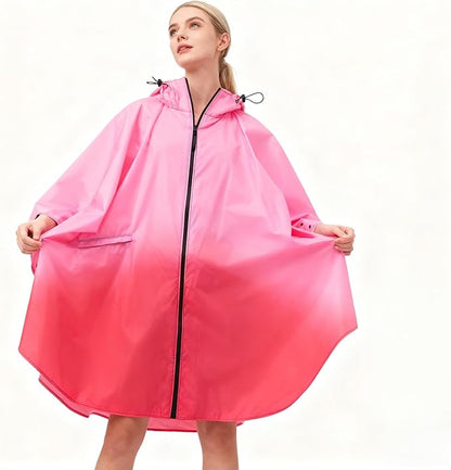 Hooded Rain Ponchos for Adult - Rain Coat and Rain Jacket with Waterproof Pocket and Zipper