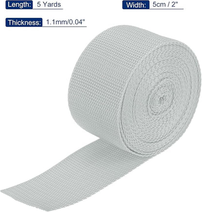 MECCANIXITY Lightweight Polypropylene Webbing Strap 2" 5 Yard Backpack Strapping Band Light Grey for Outdoor Luggage Cargo Straps