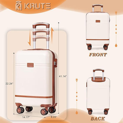 Krute Carry On Luggage 22x14x9 Airline Approved Hard Shell Suitcases with Wheels 20in PC+ABS TSA Approved Carry On Suitcase